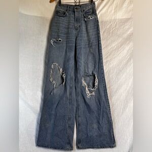 BDG Urban Outfitters Skater Baggy Jeans Womens 25 Distressed Destroyed Wide Leg